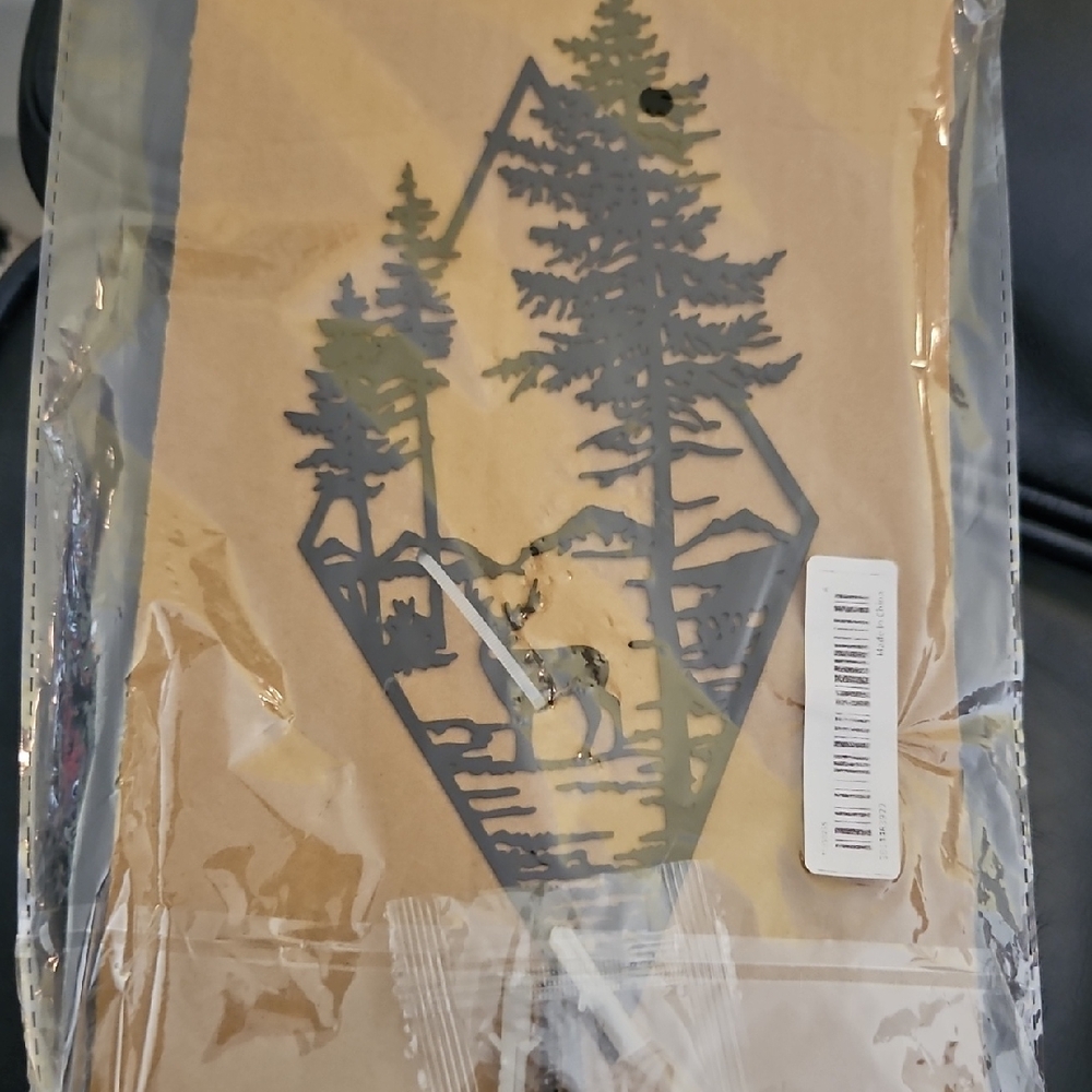 Black metal wall art deer and trees